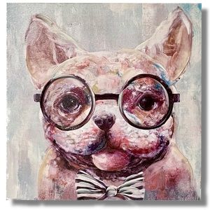 Frenchie 12x12 Canvas Wall Art ◈ Glasses